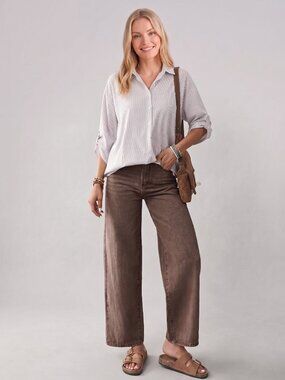 Women's Brown High Waist Straight Leg Jeans Casual Denim Pants Fall